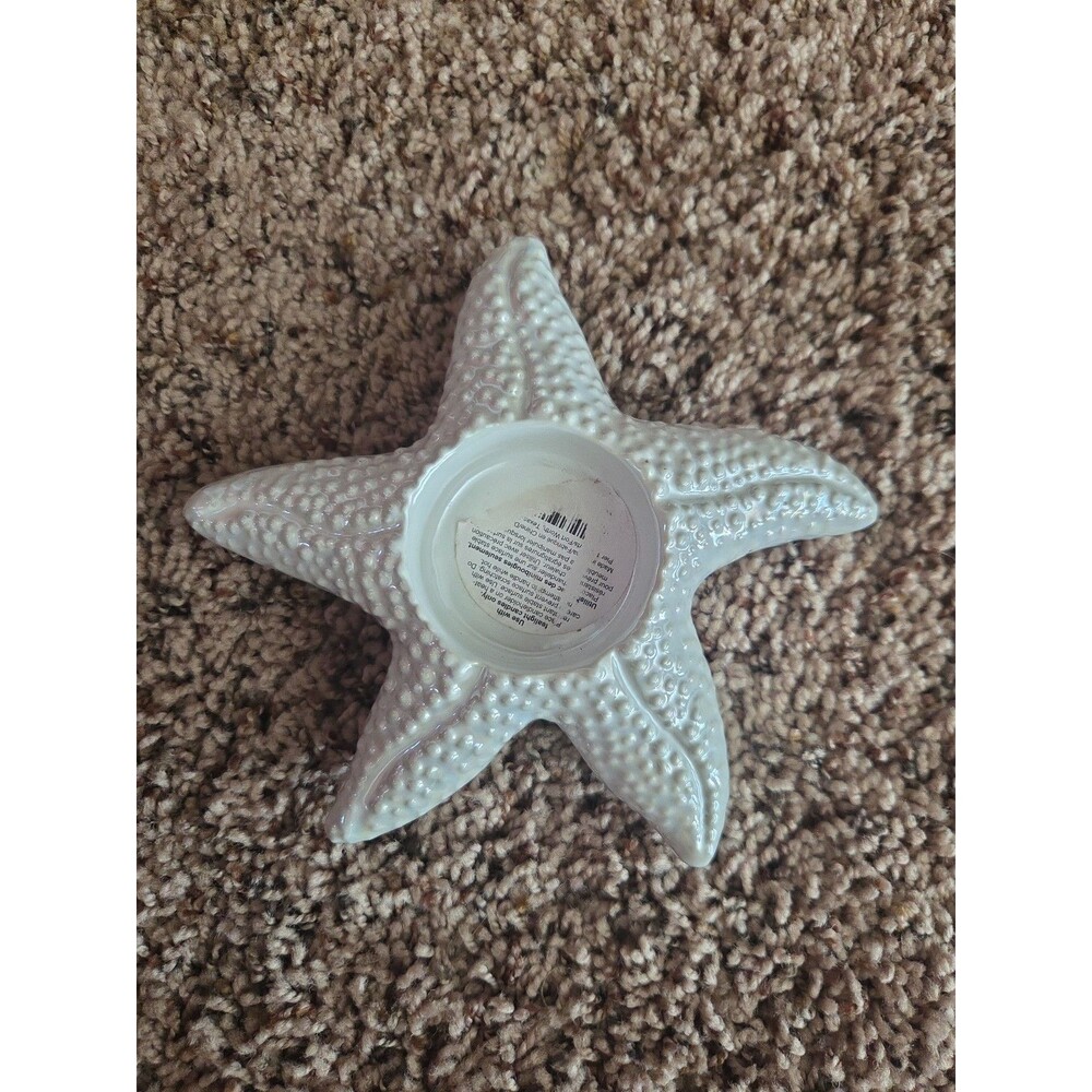 Ceramic Starfish Candle Holder White Pearl Iridescent Tea Light Votive Decor
